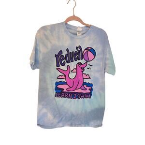 Retro “Learn 2 Swim” Tie-Dye Tee – Size Unisex M
